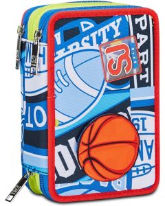 SEVEN SJ Gang Astuccio Scuola 3 Zip, Blu, RealBasket - 30C202406-535