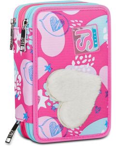 SEVEN SJ Gang Astuccio Scuola 3 Zip, Rosa, Pinkfur - 30C202431-5C1