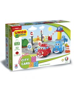 Unico Plus Set macchinine con segnali stradali (2 in 1) mattoncini compatibili 