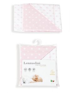 Italbaby - Completo Lenzuola 3pz per Lettino Pois Rosa