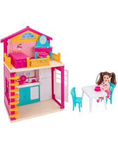 W'TOY-  CASA delle Bambole con 37 Accessori / 2 Piani