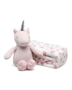 Kiokids Copertina Pile con Peluche Unicorno Rosa