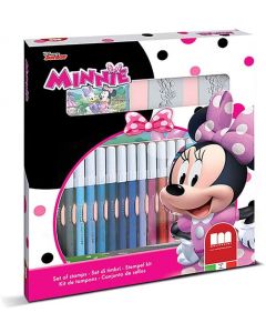 Set 2 Timbri per Bambini e 18 Pennarelli Colorati Disney Minnie - Multiprint 86866