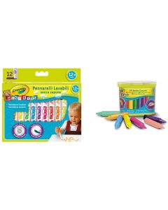 Crayola 12 Mini Pennarelli Super Lavabili e 24 maxi Pastelli a Cera