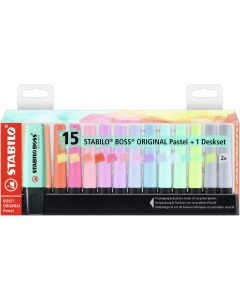 Evidenziatore - STABILO BOSS ORIGINAL Pastel Desk-Set - 15 Evidenziatori Pastel