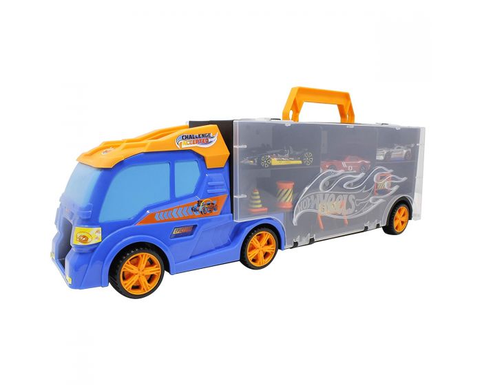 ODS - Transporter 40 Hot Wheels Camion Mallette avec voiture d'origine  incluse, couleur bleue, 42033